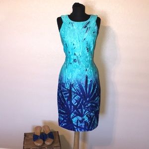 Spense Turquoise & Navy Sheath Dress Sz 6